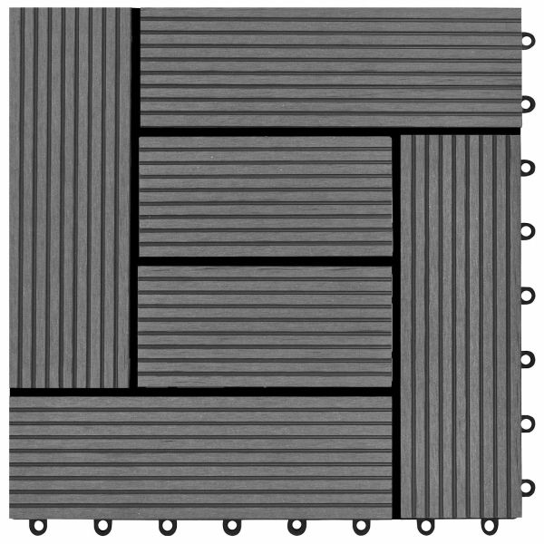 Плочка за decking 22 pcs Сиво 30 x 30 cm WPC