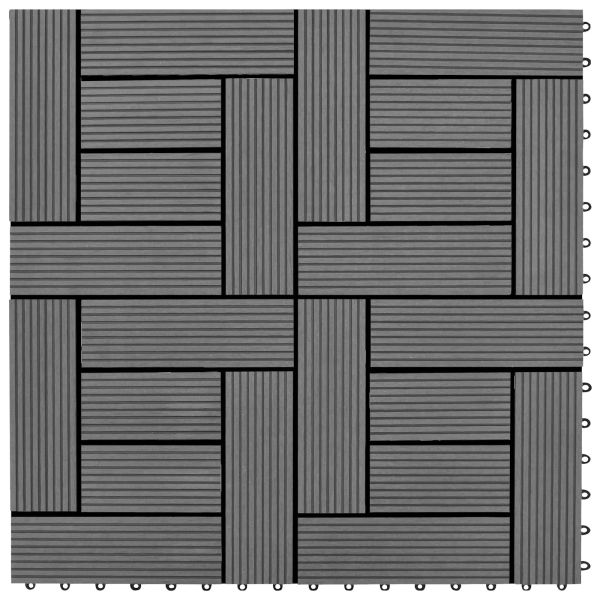 Плочка за decking 22 pcs Сиво 30 x 30 cm WPC