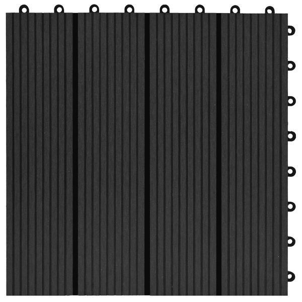 Плочка за decking 22 pcs Черно 30 x 30 cm WPC