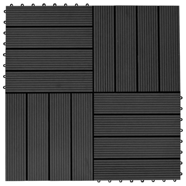 Плочка за decking 22 pcs Черно 30 x 30 cm WPC
