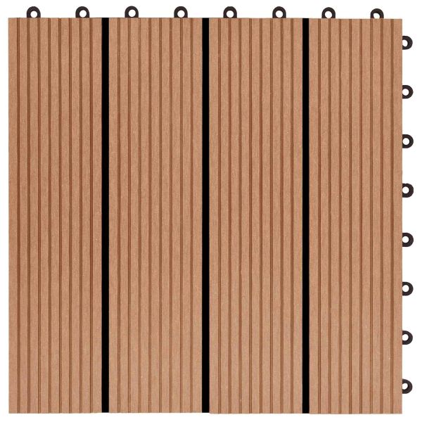 Плочка за decking 22 pcs Тик 30 x 30 cm WPC