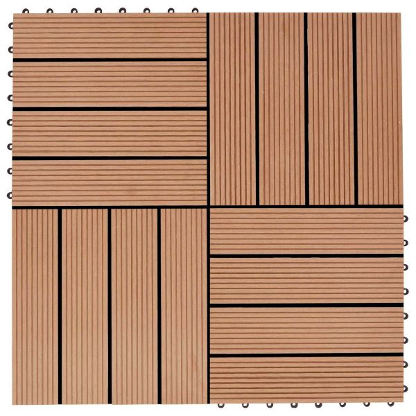 Плочка за decking 22 pcs Тик 30 x 30 cm WPC