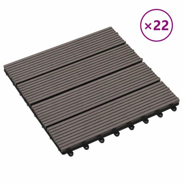 Плочка за decking 22 pcs Тъмен кафяв 30 x 30 cm WPC