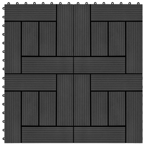 Плочка за decking 22 pcs Черно 30 x 30 cm WPC