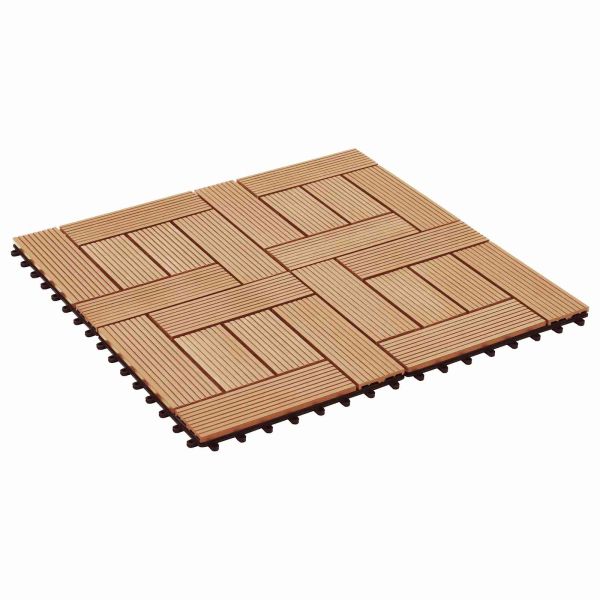 Плочка за decking 22 pcs Тик 30 x 30 cm WPC