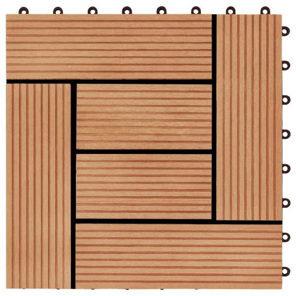 Плочка за decking 22 pcs Тик 30 x 30 cm WPC
