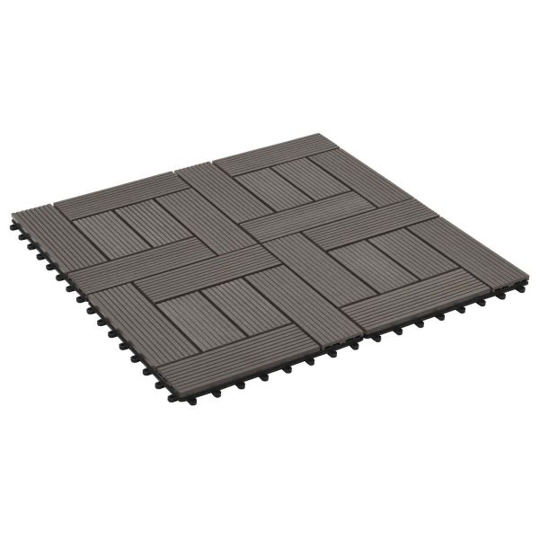 Плочка за decking 22 pcs Тъмен кафяв 30 x 30 cm WPC