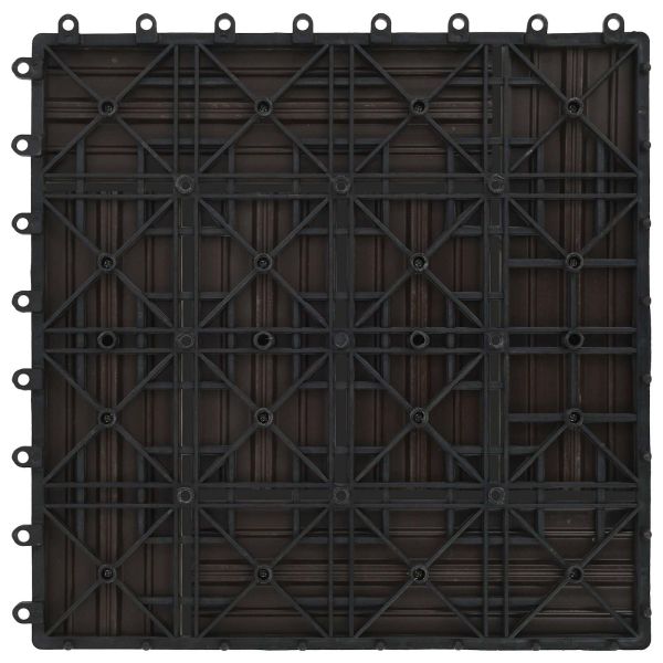 Плочка за decking 22 pcs Тъмен кафяв 30 x 30 cm WPC