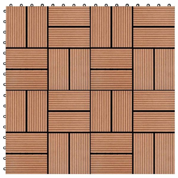 Плочка за decking 22 pcs Кафяво 30 x 30 cm WPC
