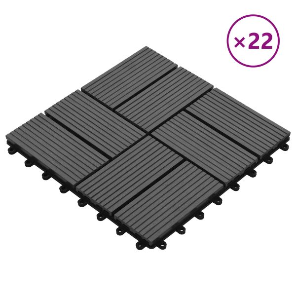 Плочка за decking 22 pcs Сиво 30 x 30 cm WPC