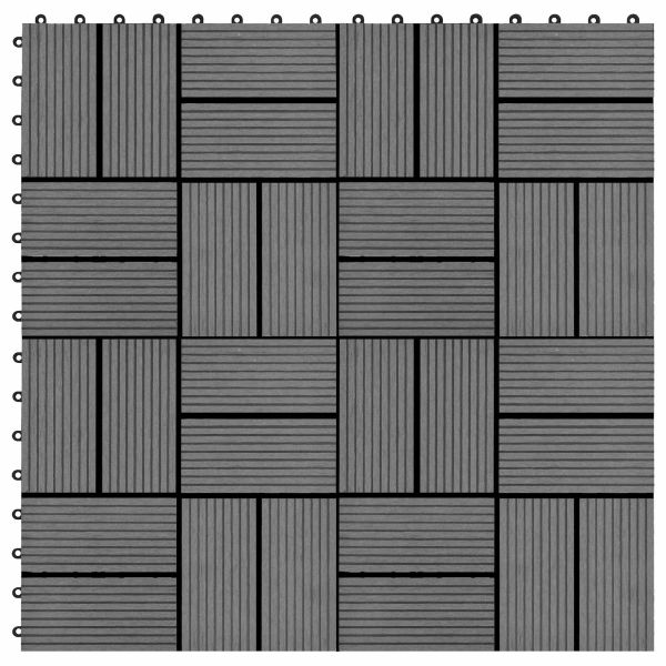 Плочка за decking 22 pcs Сиво 30 x 30 cm WPC