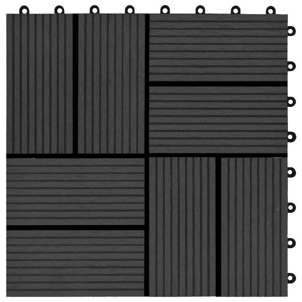 Плочка за decking 22 pcs Черно 30 x 30 cm WPC