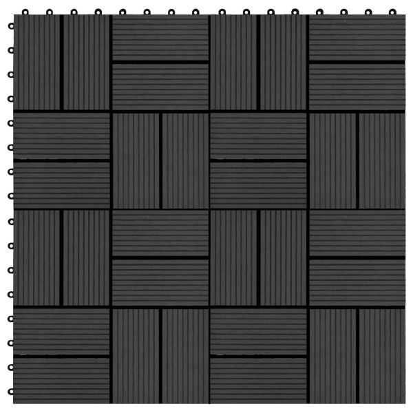 Плочка за decking 22 pcs Черно 30 x 30 cm WPC