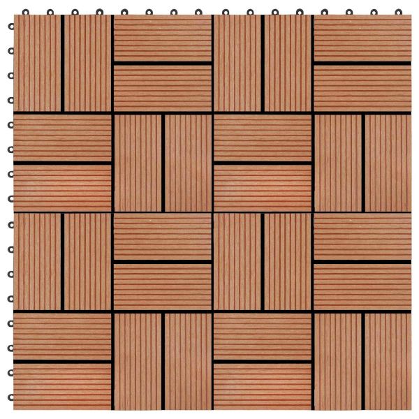 Плочка за decking 22 pcs Тик 30 x 30 cm WPC