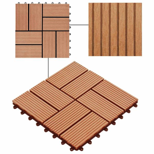 Плочка за decking 22 pcs Тик 30 x 30 cm WPC