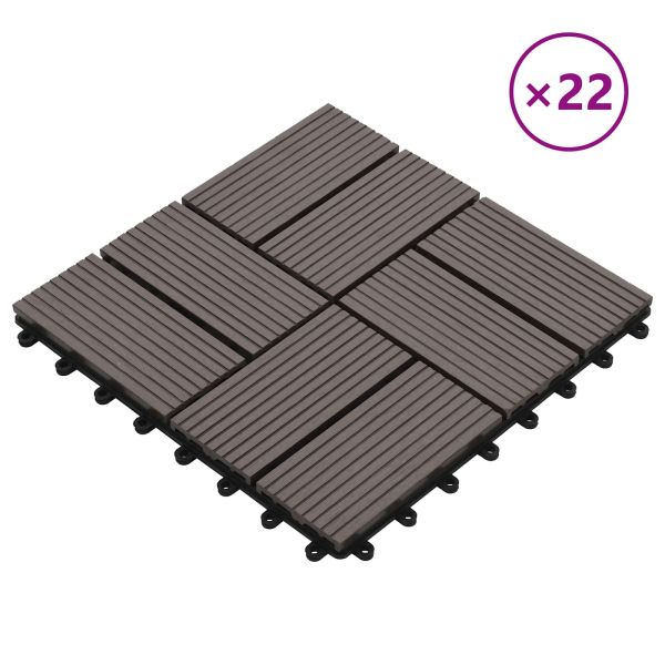 Плочка за decking 22 pcs Тъмен кафяв 30 x 30 cm WPC