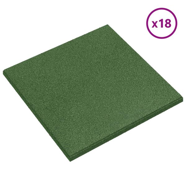Плочки за защита при падане 18 pcs Зелено 50 x 50 cm Каучук