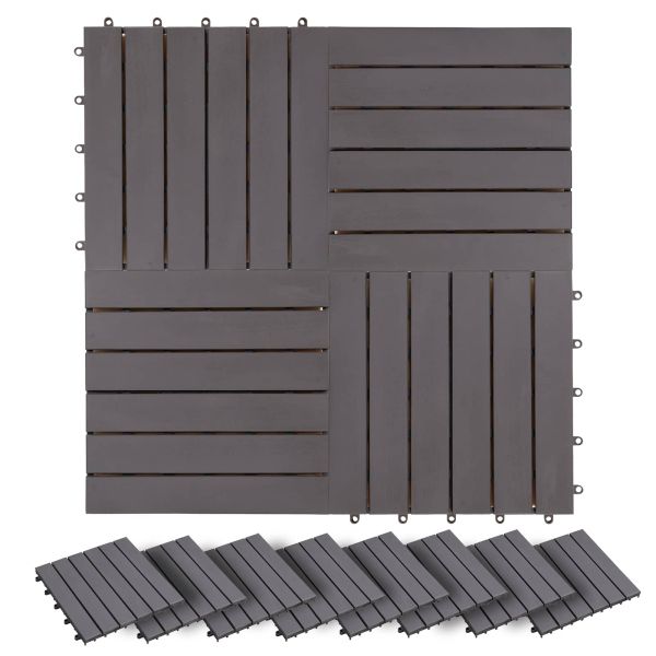 Плочка за decking 20 pcs Сиво 30 x 30 cm Дърво от Акация