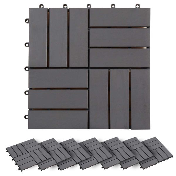 Плочка за decking 30 pcs Сиво 30 x 30 cm Дърво от Акация