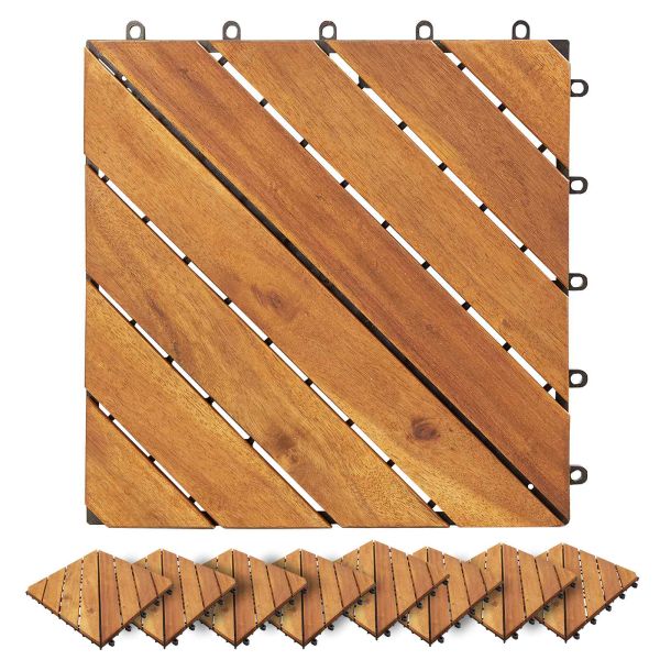 Плочка за decking 30 pcs Кафяво 30 x 30 cm Дърво от Акация