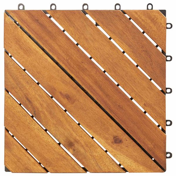 Плочка за decking 30 pcs Кафяво 30 x 30 cm Дърво от Акация