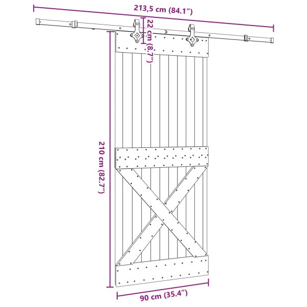 Преплъзваща се врата NARVIK 90 x 210 см (213,5 см)