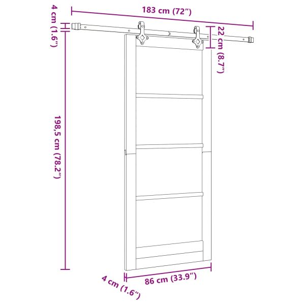 Преплъзваща се врата Естествено и черно 86 x 198,5 см