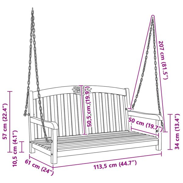 Лавица с люлка 114 x 61 x 61,5 см Солидно тиково дърво