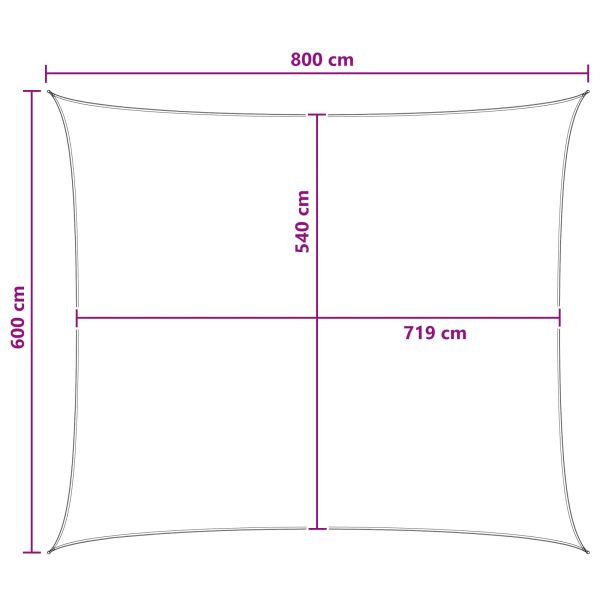 Слънцезащитен плат Антрацит и бяло 6 x 8 m HDPE