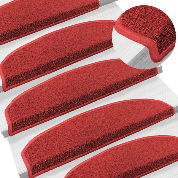 Самозалепващи стъпаловидни постелки Полукръг 15 pcs Червено