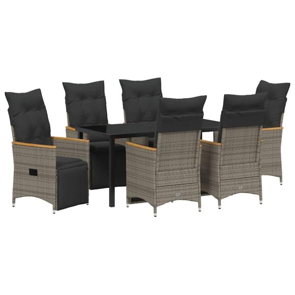 Комплект за хранене в градината 7 pcs Сив полиратан