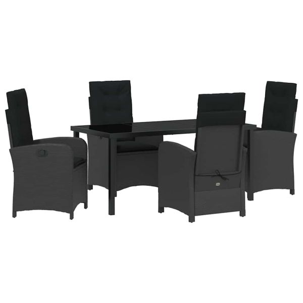 Комплект за хранене в градината 5 pcs Черно полиратан