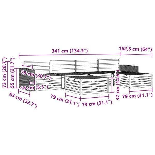 Комплект дивани за открито 6 pcs Натурално 79 x 79 x 37 см