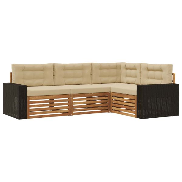 Комплект дивани за открито 4 pcs Натурален и Бежов