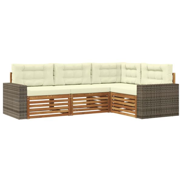 Комплект дивани за открито 4 pcs Натурален и Крема
