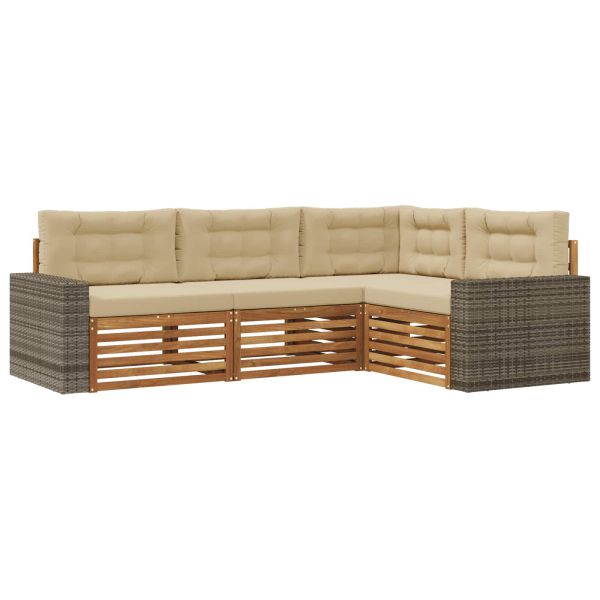 Комплект дивани за открито 4 pcs Натурален и Бежов