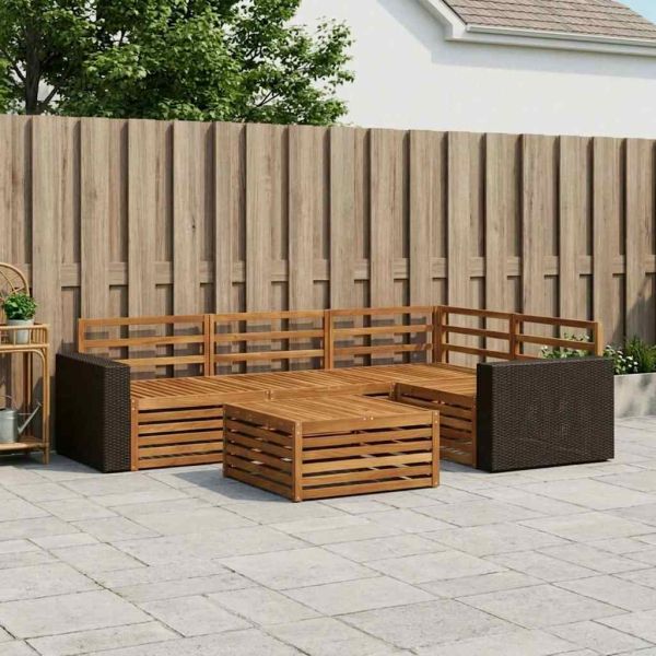 Комплект дивани за открито 5 pcs Натурално 79 x 79 x 37 см