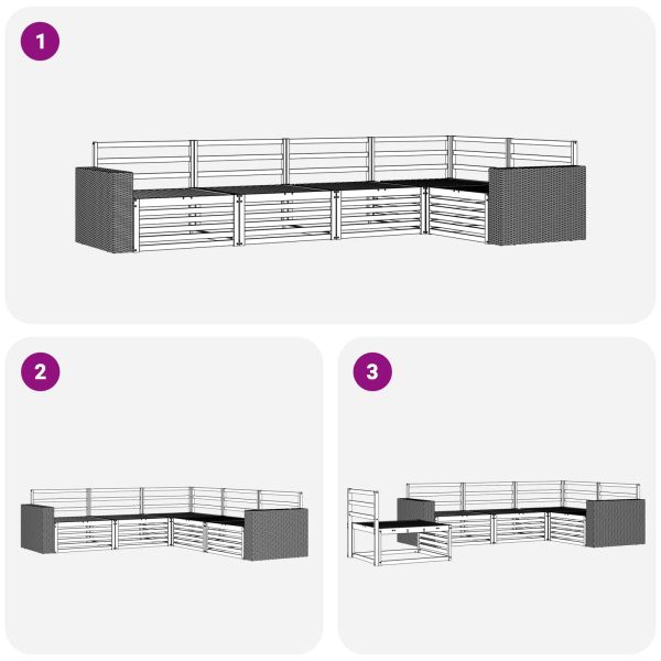 Комплект дивани за открито 5 pcs Натурално 331 x 172,5 x 73 см