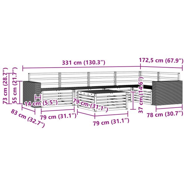 Комплект дивани за открито 6 pcs Натурално 79 x 79 x 37 см
