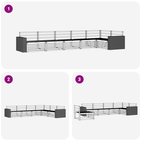 Комплект дивани за открито 6 pcs Натурално 402 x 172,5 x 73 см