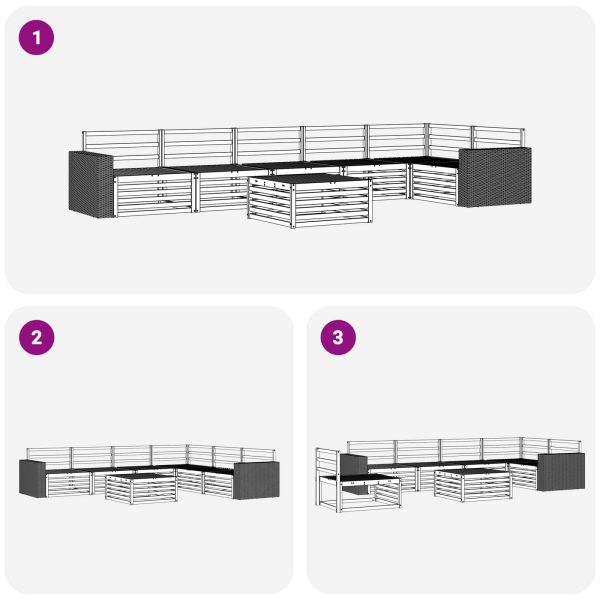 Комплект дивани за открито 7 pcs Натурално 79 x 79 x 37 см