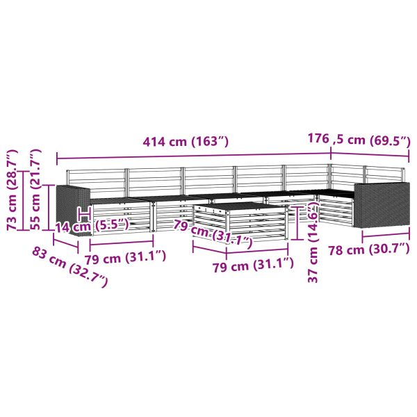 Комплект дивани за открито 7 pcs Натурално 79 x 79 x 37 см