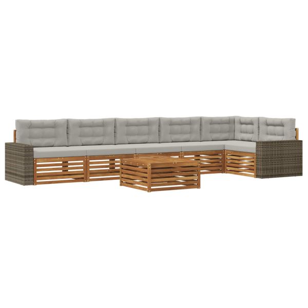 Комплект дивани за открито 7 pcs Натурално и светлосиво