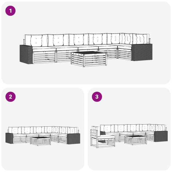 Комплект дивани за открито 7 pcs Натурален и Бежов