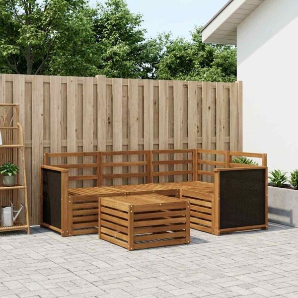 Комплект дивани за открито 5 pcs Натурално 59 x 59 x 37 см