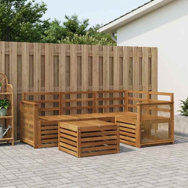 Комплект дивани за открито 5 pcs Натурално 59 x 59 x 37 см