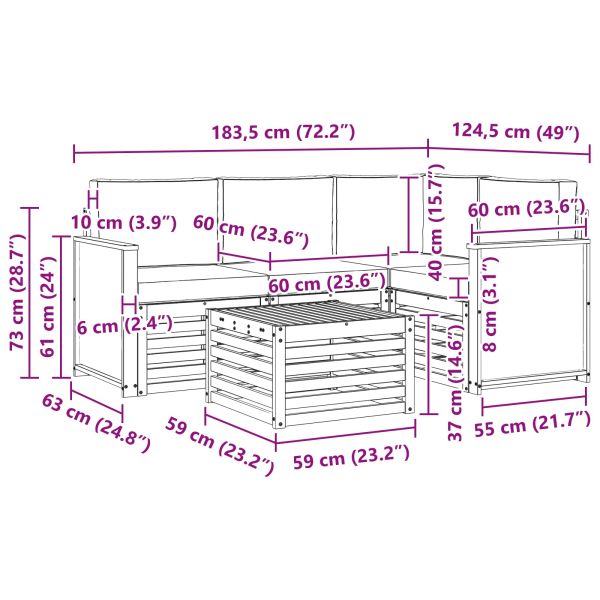Комплект дивани за открито 5 pcs Натурален и Антрацит