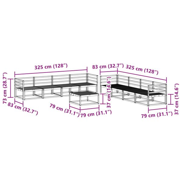 Комплект дивани за открито 9 pcs Бяло 79 x 79 x 37 см