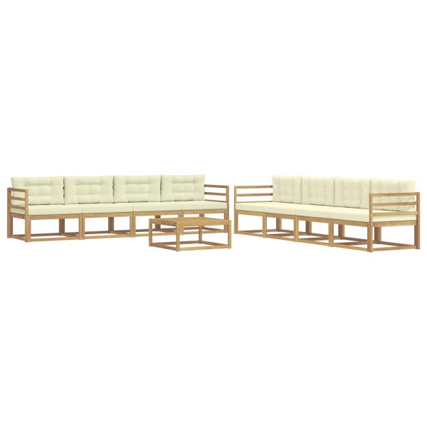 Комплект дивани за открито 9 pcs Бяло и кремаво 79 x 79 x 37 см