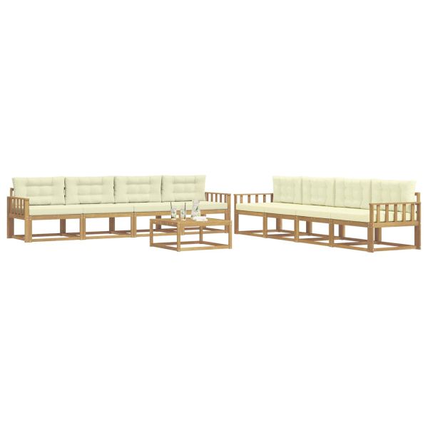 Комплект дивани за открито 9 pcs Бяло и кремаво 79 x 79 x 37 см